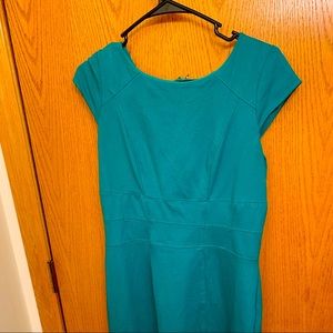 Green work sheath dress
